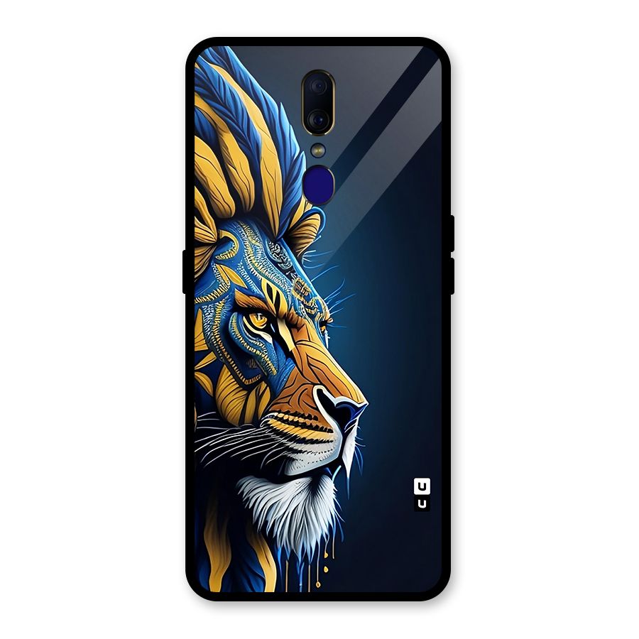 Premium Lion Abstract Side Art Glass Back Case for Oppo F11