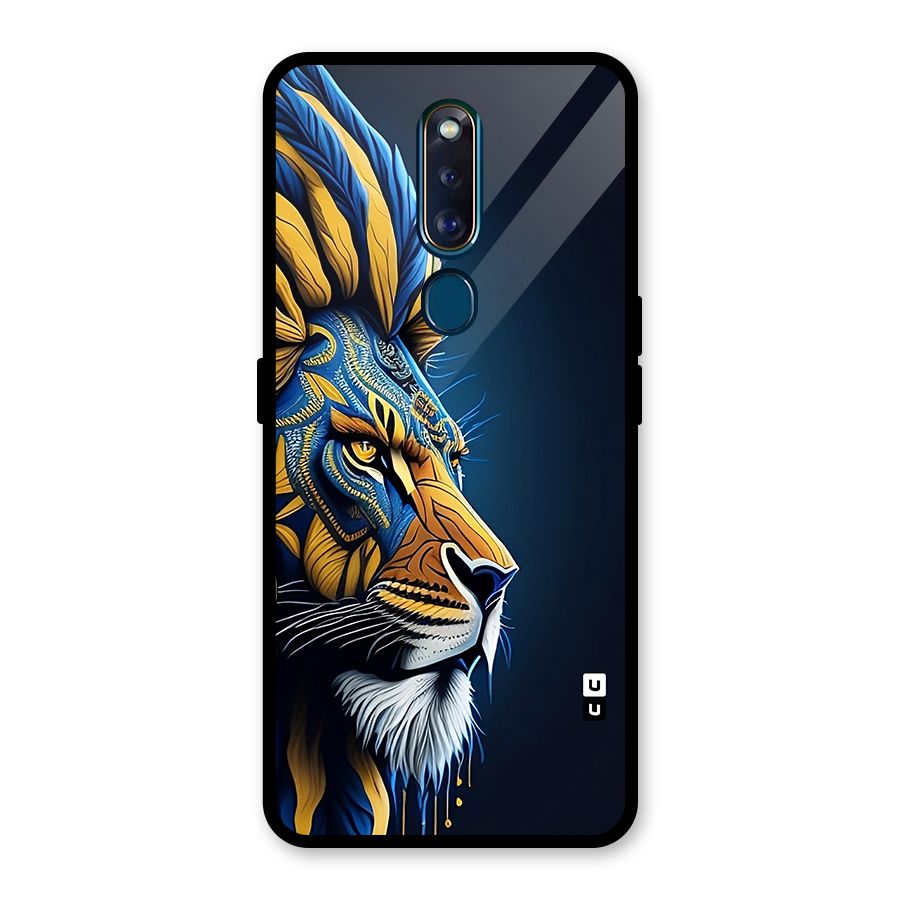 Premium Lion Abstract Side Art Glass Back Case for Oppo F11 Pro