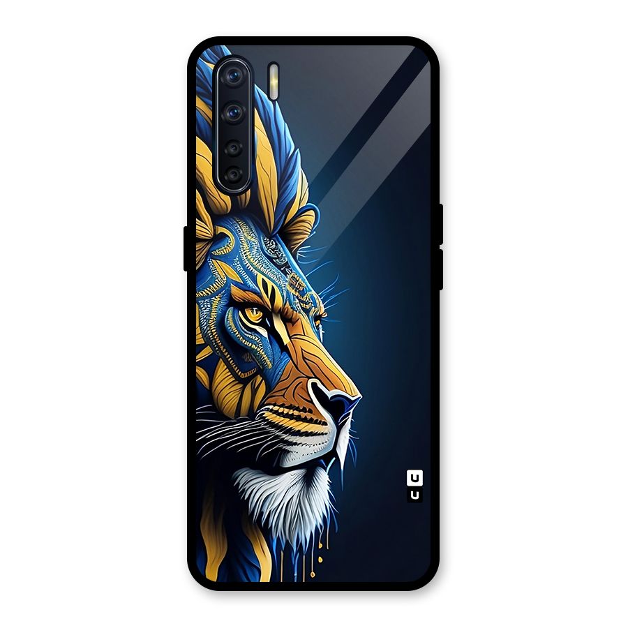 Premium Lion Abstract Side Art Glass Back Case for Oppo F15