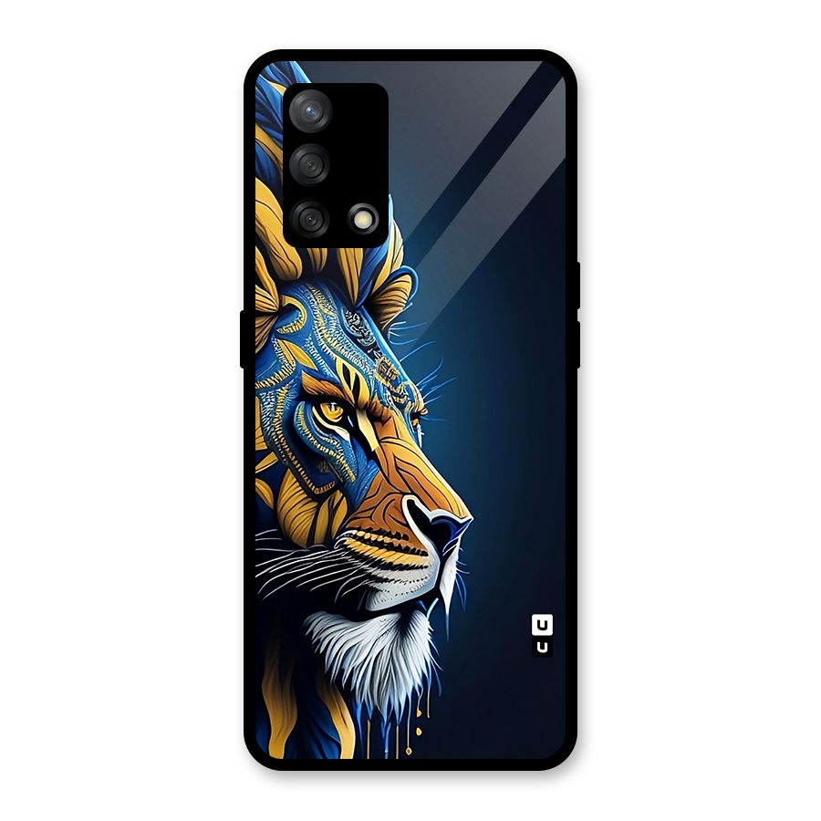 Premium Lion Abstract Side Art Glass Back Case for Oppo F19s