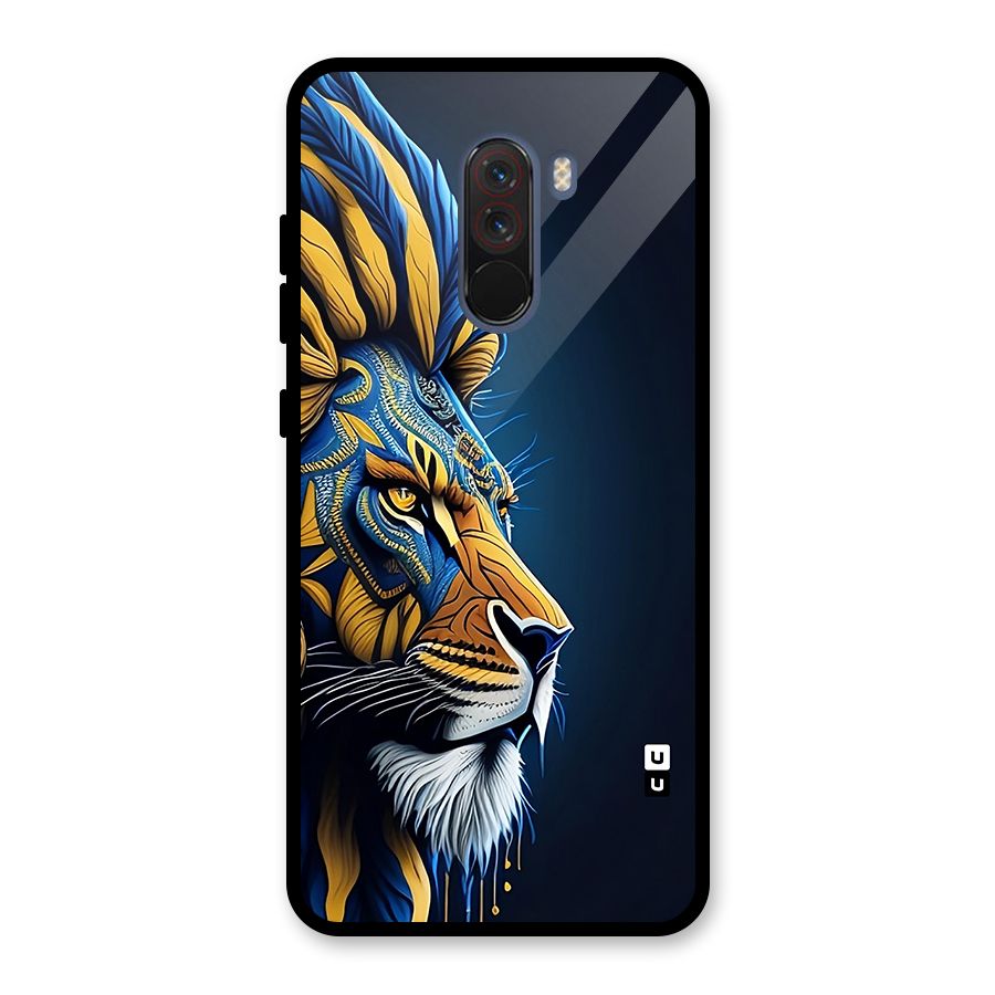 Premium Lion Abstract Side Art Glass Back Case for Poco F1
