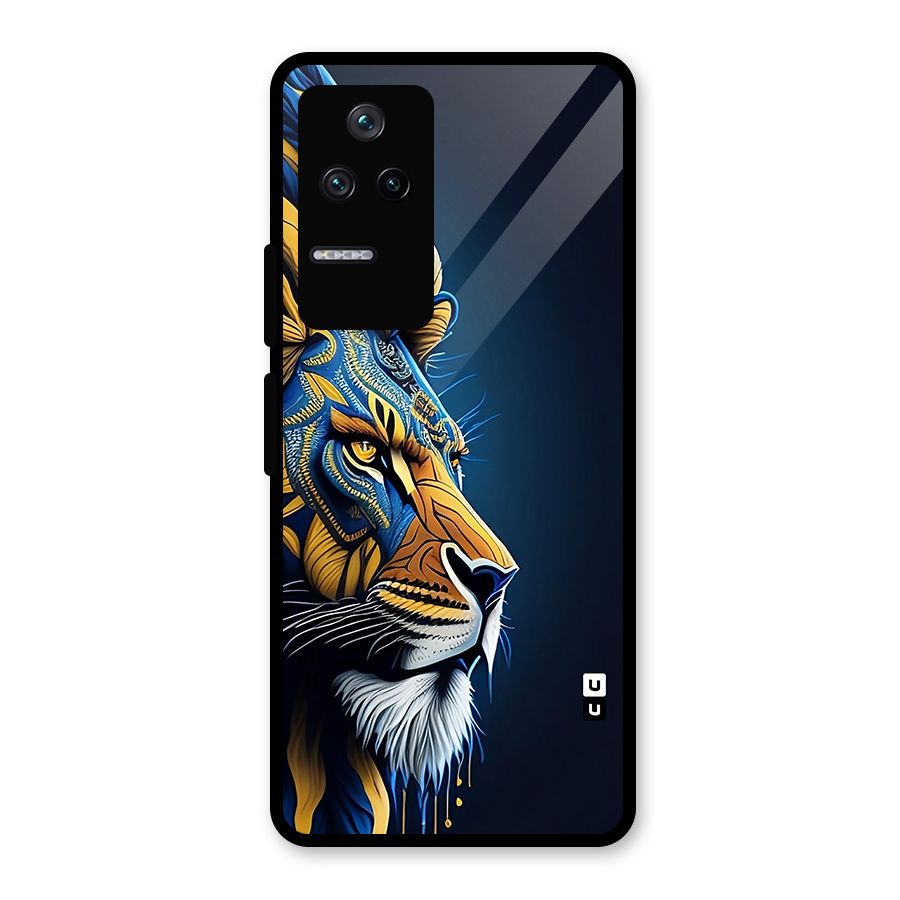 Premium Lion Abstract Side Art Glass Back Case for Poco F4 5G