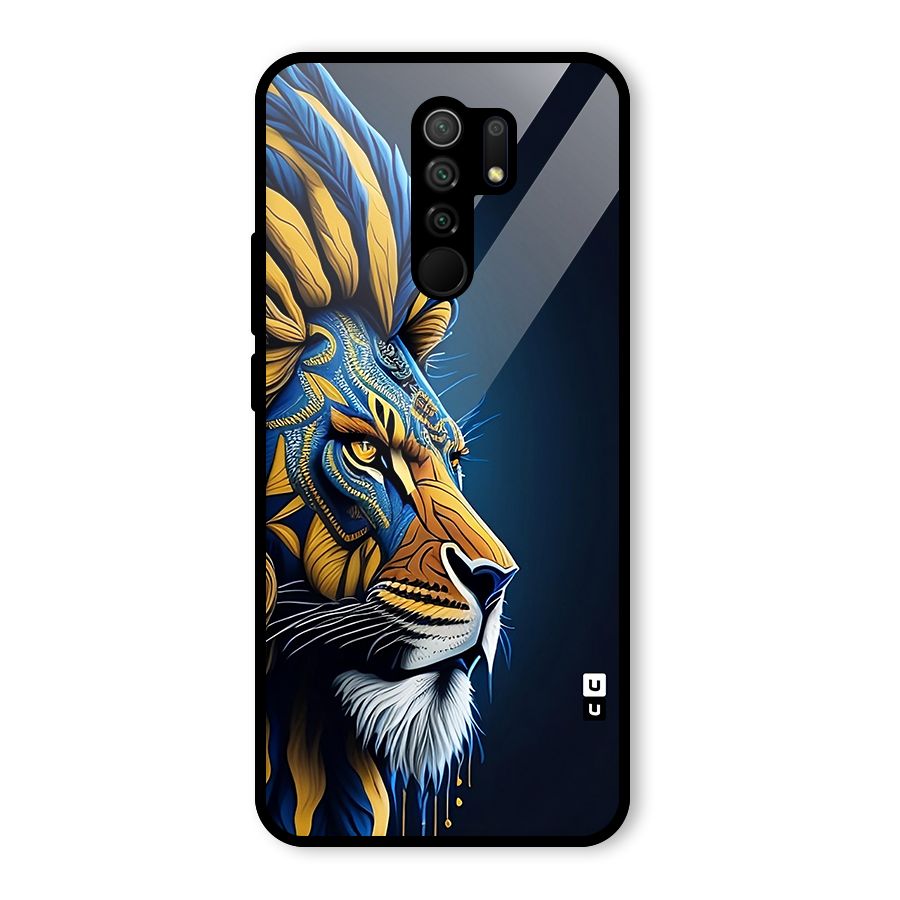 Premium Lion Abstract Side Art Glass Back Case for Poco M2
