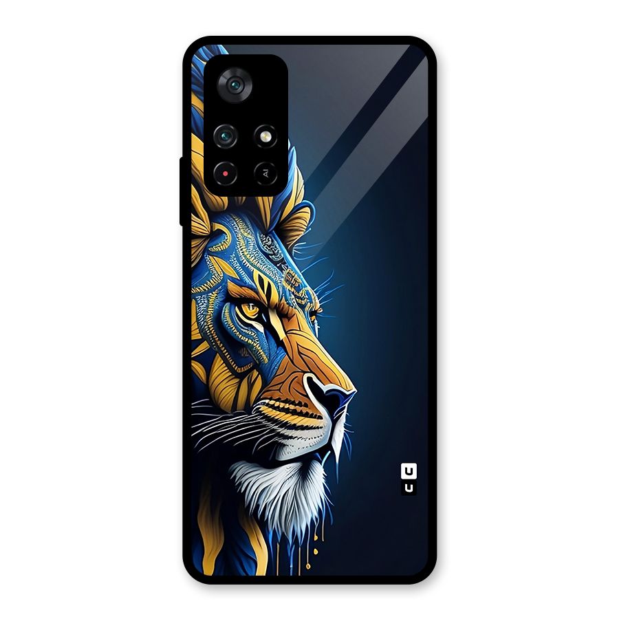 Premium Lion Abstract Side Art Glass Back Case for Poco M4 Pro 5G