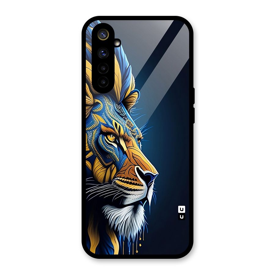 Premium Lion Abstract Side Art Glass Back Case for Realme 6