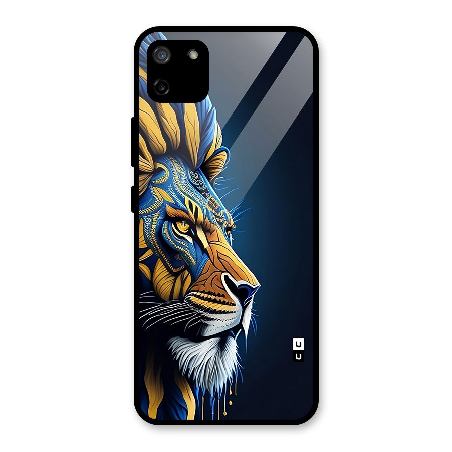 Premium Lion Abstract Side Art Glass Back Case for Realme C11