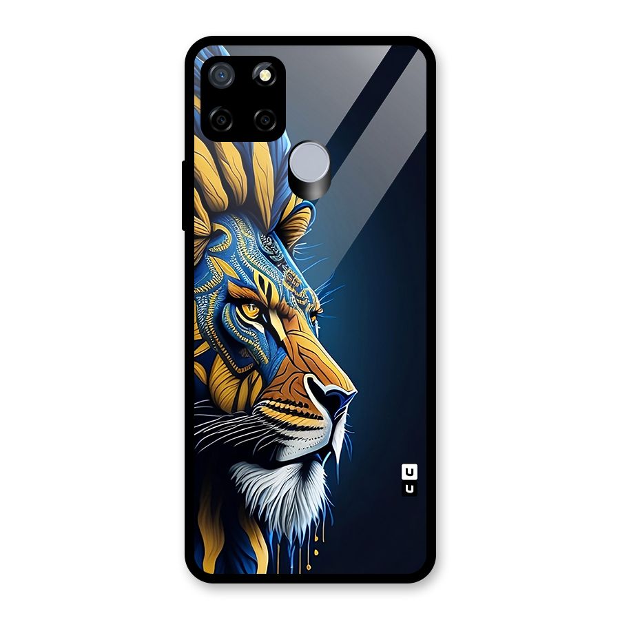 Premium Lion Abstract Side Art Glass Back Case for Realme C12