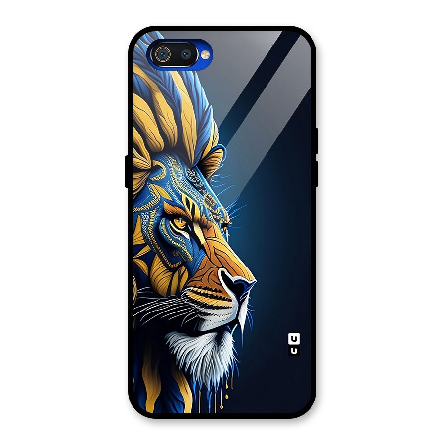 Premium Lion Abstract Side Art Glass Back Case for Realme C2