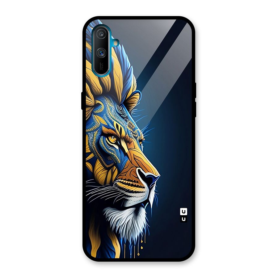 Premium Lion Abstract Side Art Glass Back Case for Realme C3