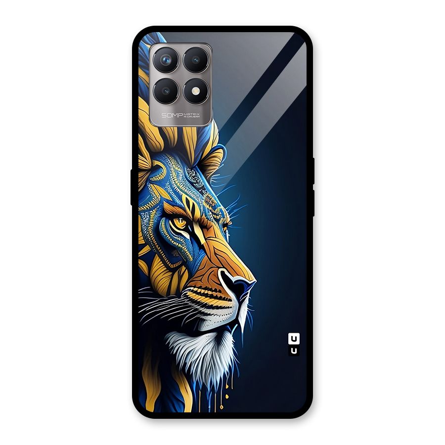 Premium Lion Abstract Side Art Glass Back Case for Realme Narzo 50
