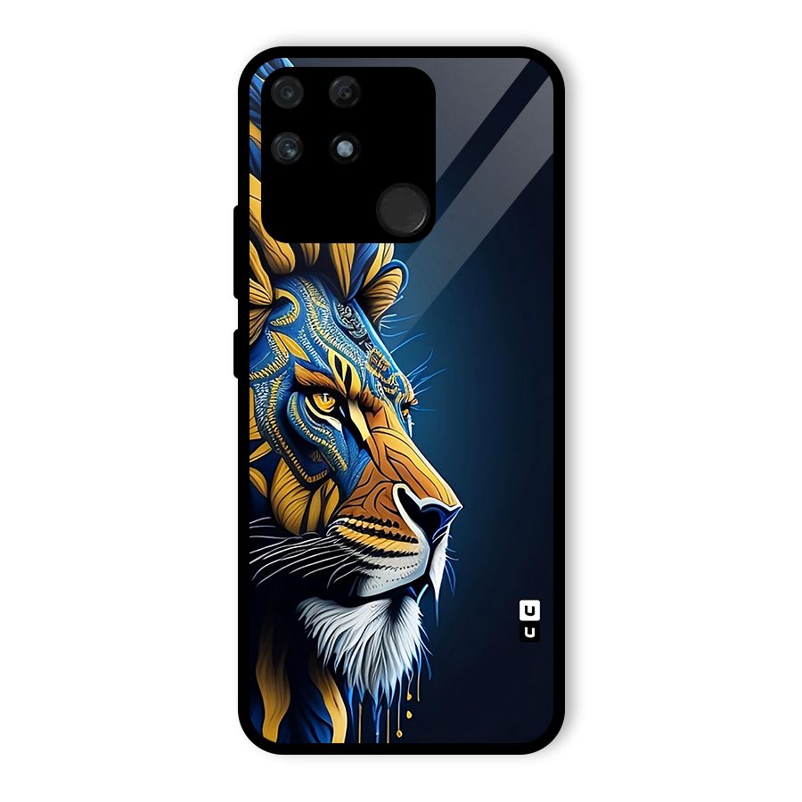 Premium Lion Abstract Side Art Glass Back Case for Realme Narzo 50A