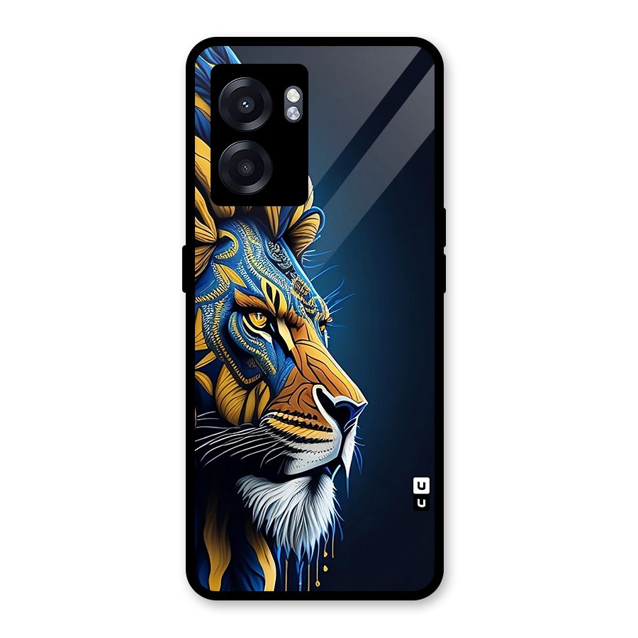 Premium Lion Abstract Side Art Glass Back Case for Realme Narzo 50 5G