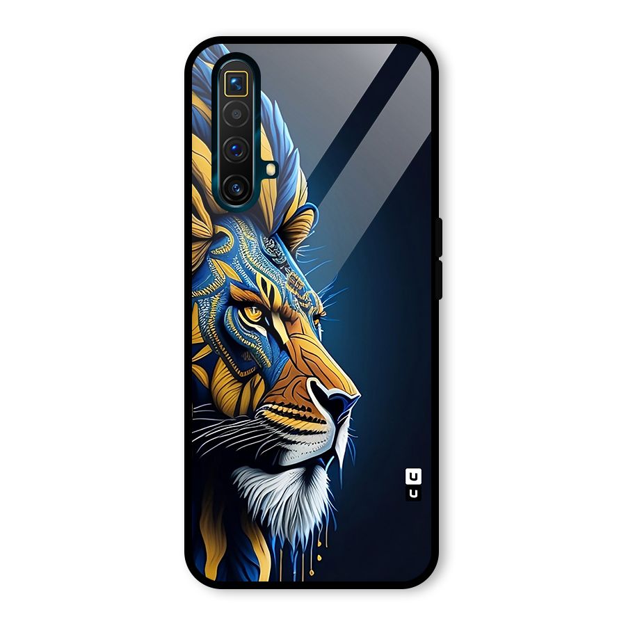 Premium Lion Abstract Side Art Glass Back Case for Realme X3