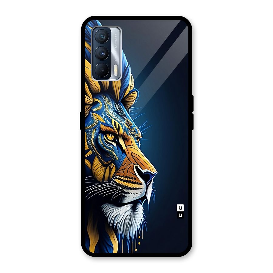 Premium Lion Abstract Side Art Glass Back Case for Realme X7