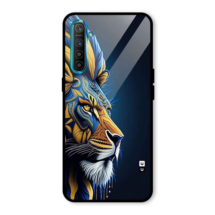 Premium Lion Abstract Side Art Glass Back Case for Realme XT