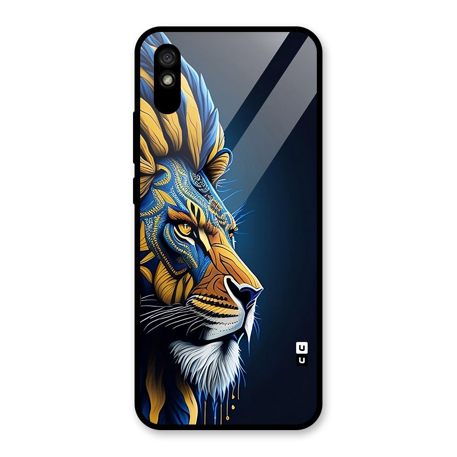 Premium Lion Abstract Side Art Glass Back Case for Redmi 9A