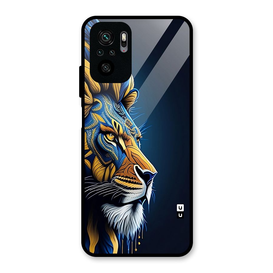 Premium Lion Abstract Side Art Glass Back Case for Redmi Note 10S