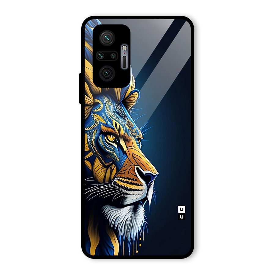 Premium Lion Abstract Side Art Glass Back Case for Redmi Note 10 Pro Max