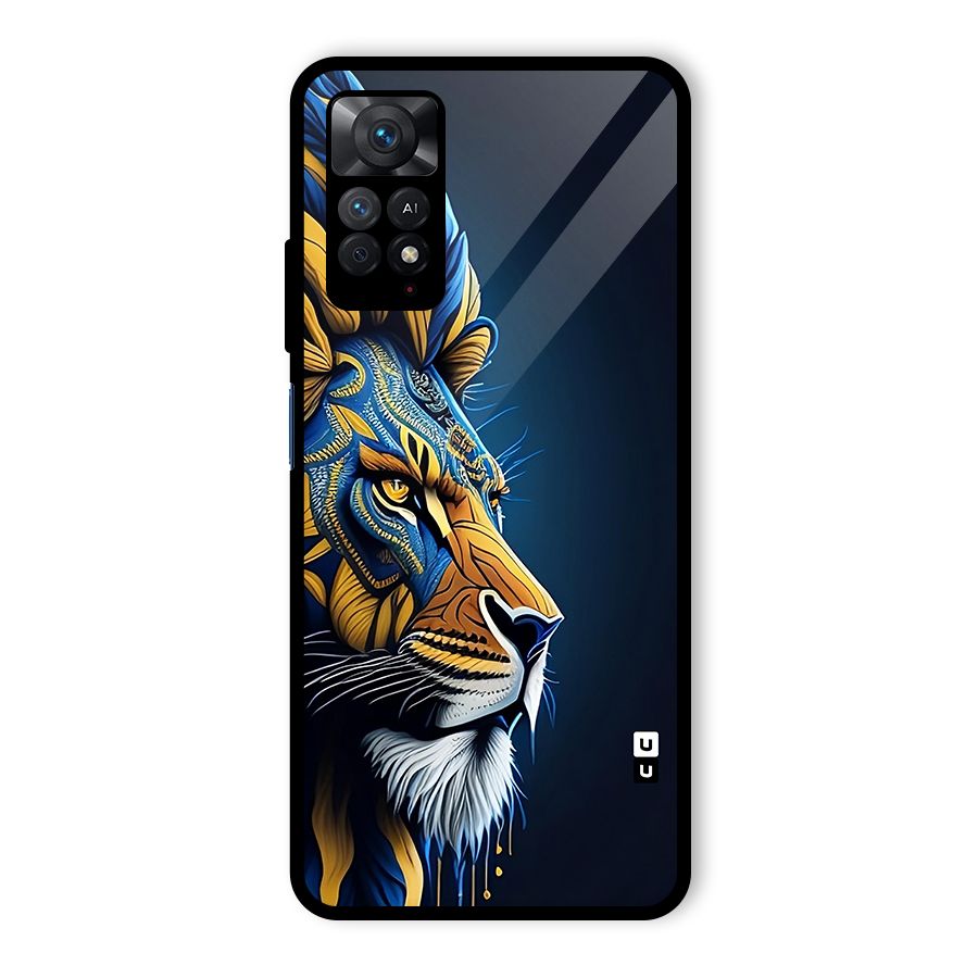 Premium Lion Abstract Side Art Glass Back Case for Redmi Note 11 Pro