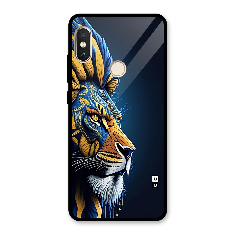 Premium Lion Abstract Side Art Glass Back Case for Redmi Note 5 Pro