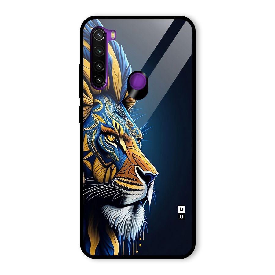 Premium Lion Abstract Side Art Glass Back Case for Redmi Note 8