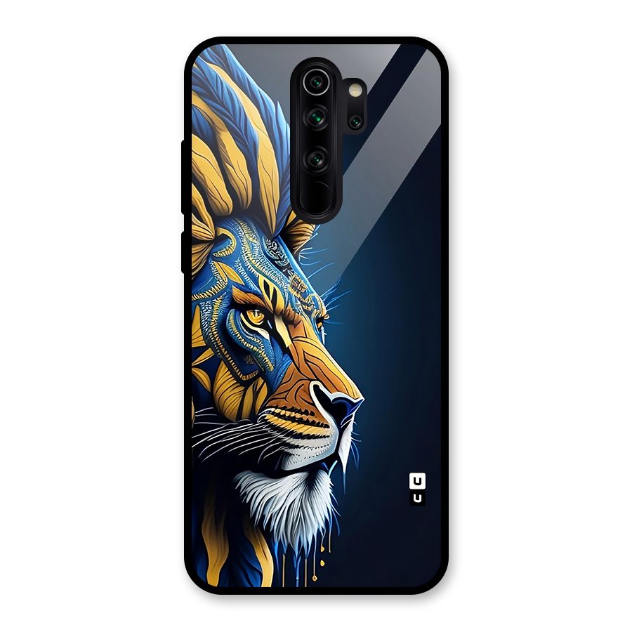 Premium Lion Abstract Side Art Glass Back Case for Redmi Note 8 Pro