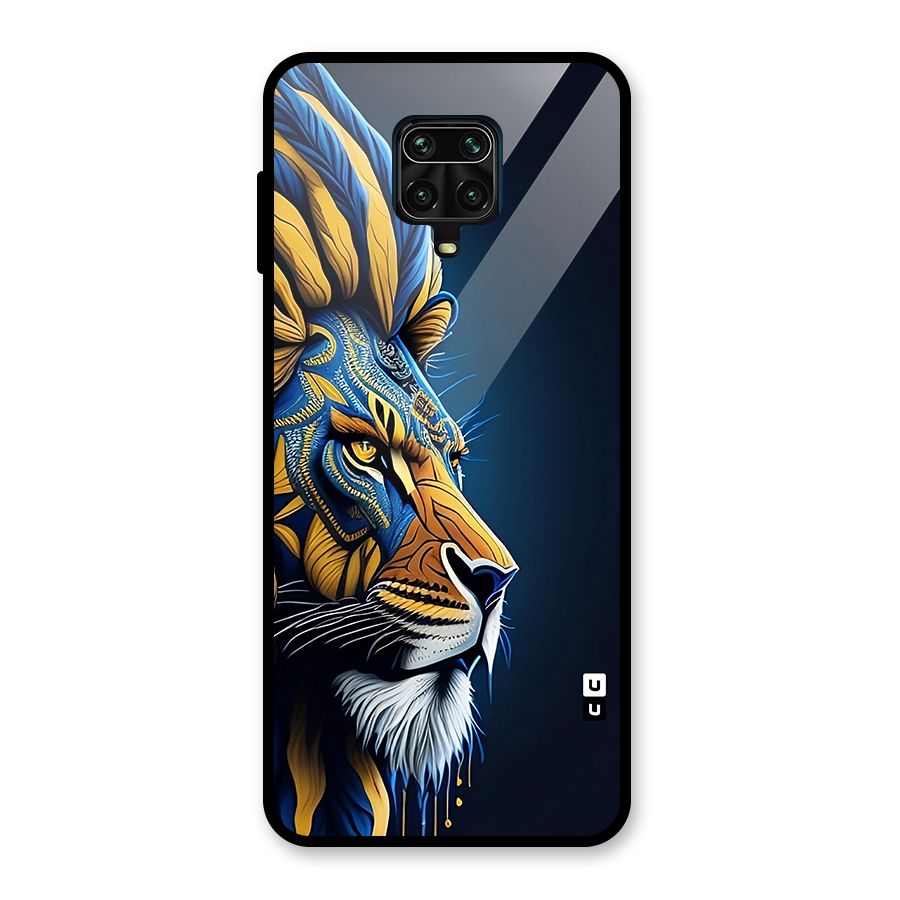 Premium Lion Abstract Side Art Glass Back Case for Redmi Note 9 Pro Max