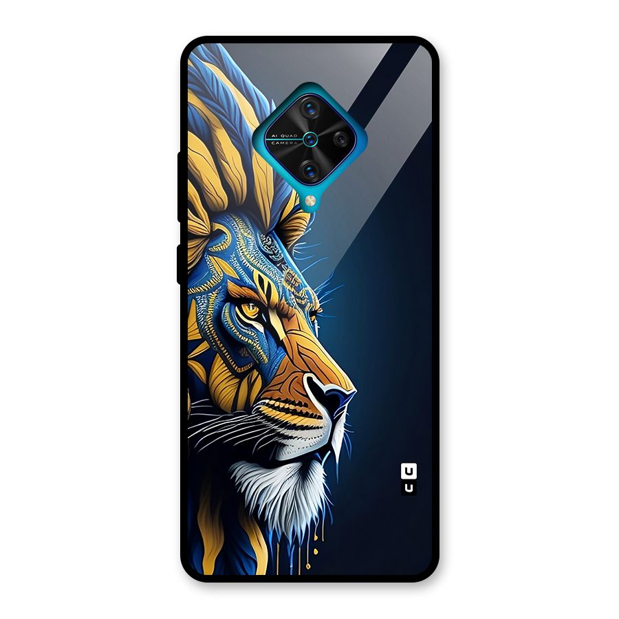 Premium Lion Abstract Side Art Glass Back Case for Vivo S1 Pro