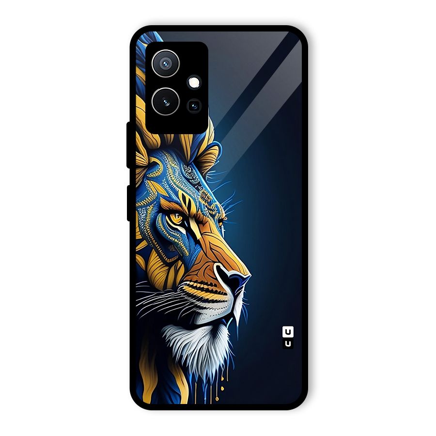 Premium Lion Abstract Side Art Glass Back Case for Vivo T1 5G