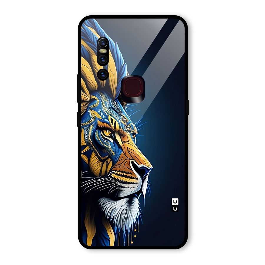 Premium Lion Abstract Side Art Glass Back Case for Vivo V15