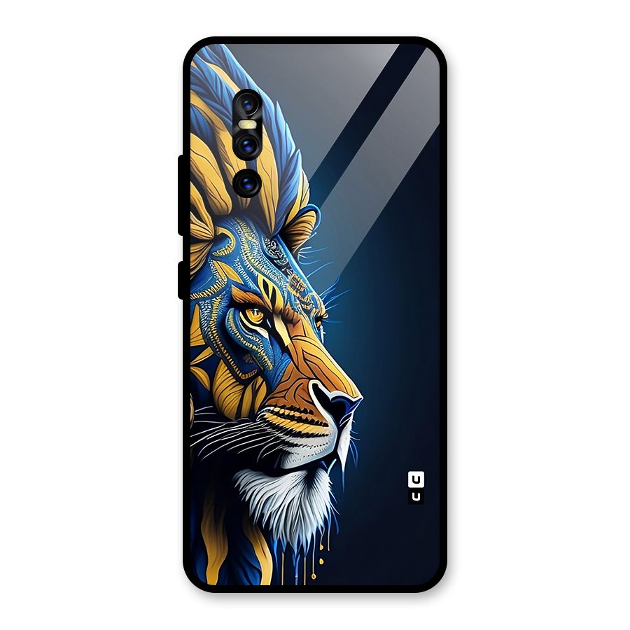Premium Lion Abstract Side Art Glass Back Case for Vivo V15 Pro