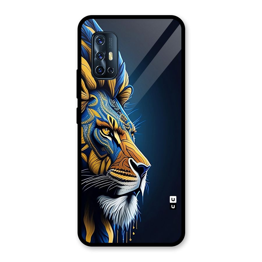 Premium Lion Abstract Side Art Glass Back Case for Vivo V17
