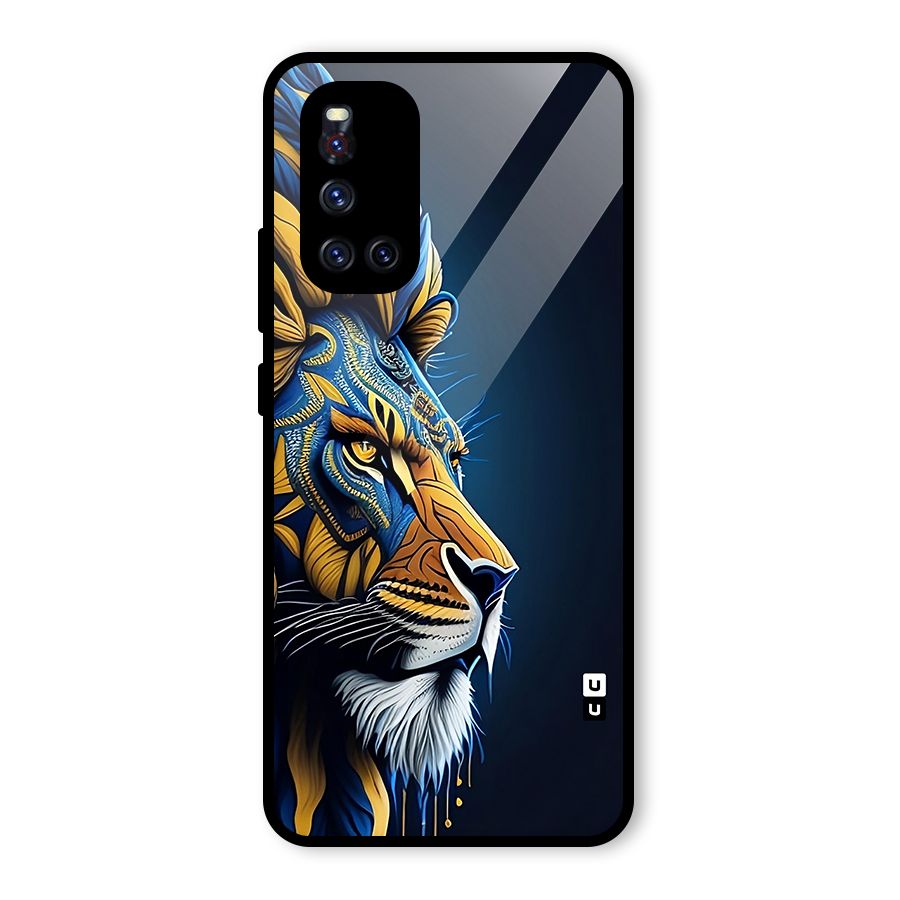 Premium Lion Abstract Side Art Glass Back Case for Vivo V19