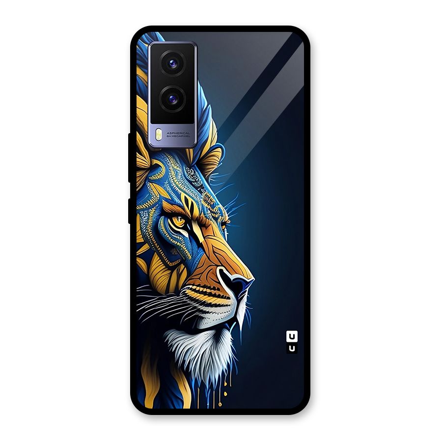 Premium Lion Abstract Side Art Glass Back Case for Vivo V21e 5G