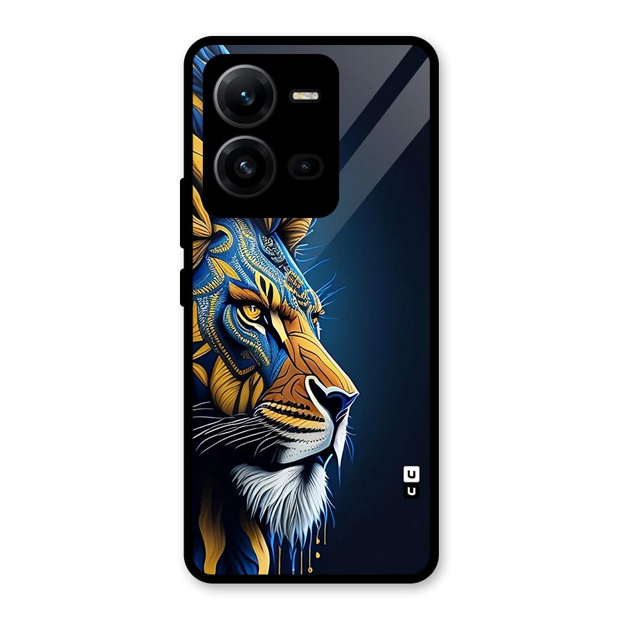 Premium Lion Abstract Side Art Glass Back Case for Vivo V25
