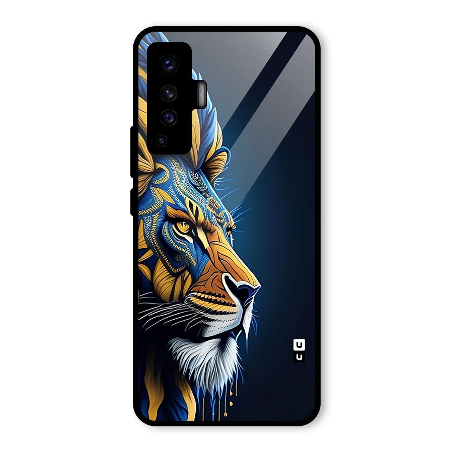 Premium Lion Abstract Side Art Glass Back Case for Vivo X50