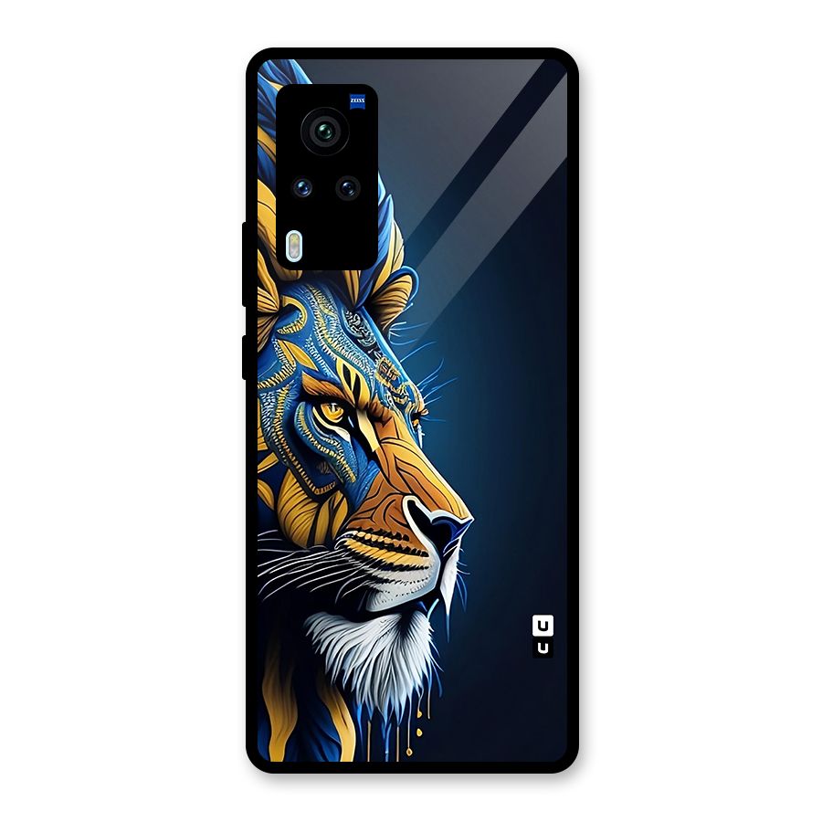 Premium Lion Abstract Side Art Glass Back Case for Vivo X60 Pro