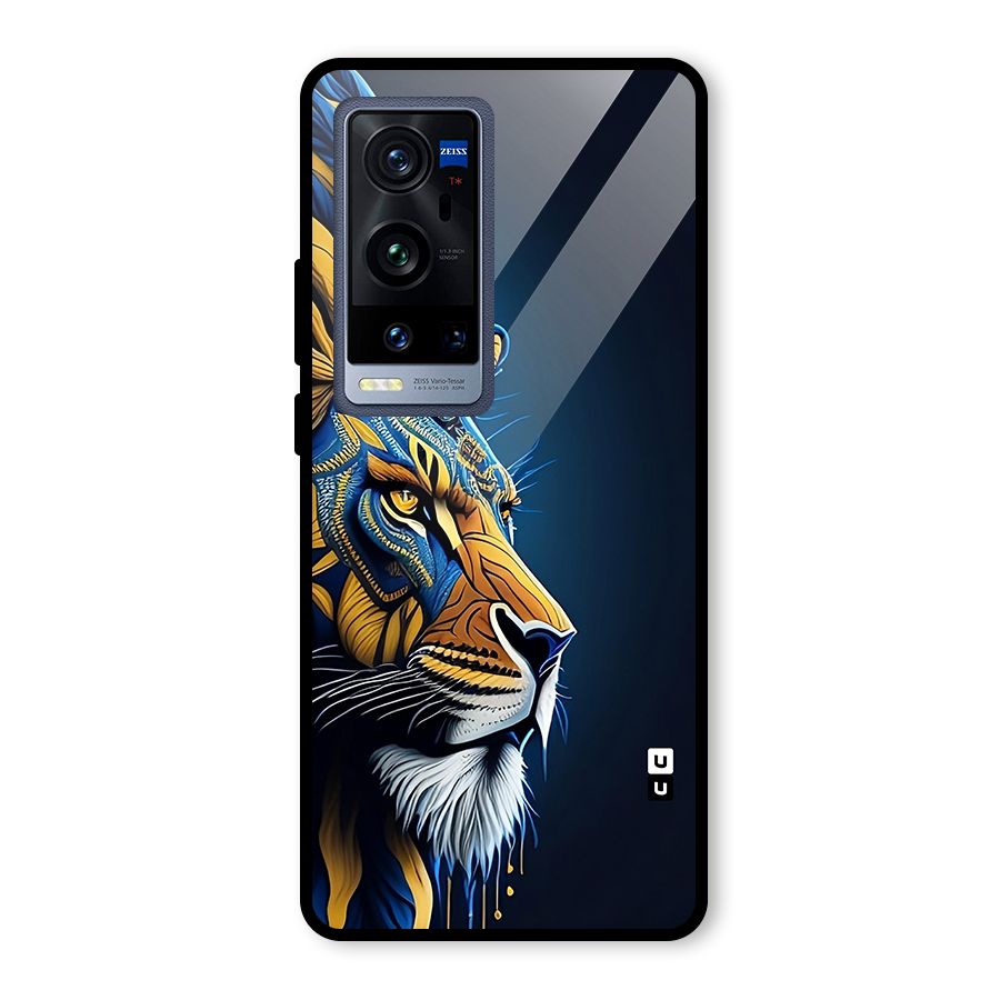 Premium Lion Abstract Side Art Glass Back Case for Vivo X60 Pro Plus