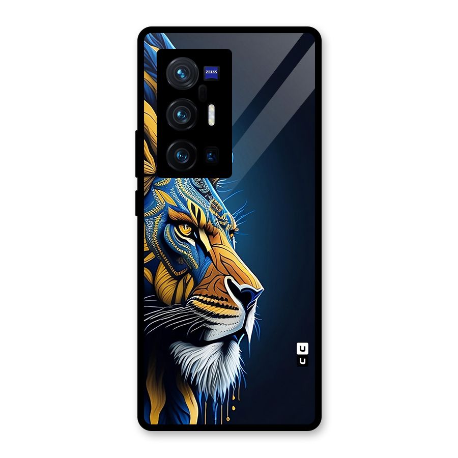 Premium Lion Abstract Side Art Glass Back Case for Vivo X70 Pro Plus