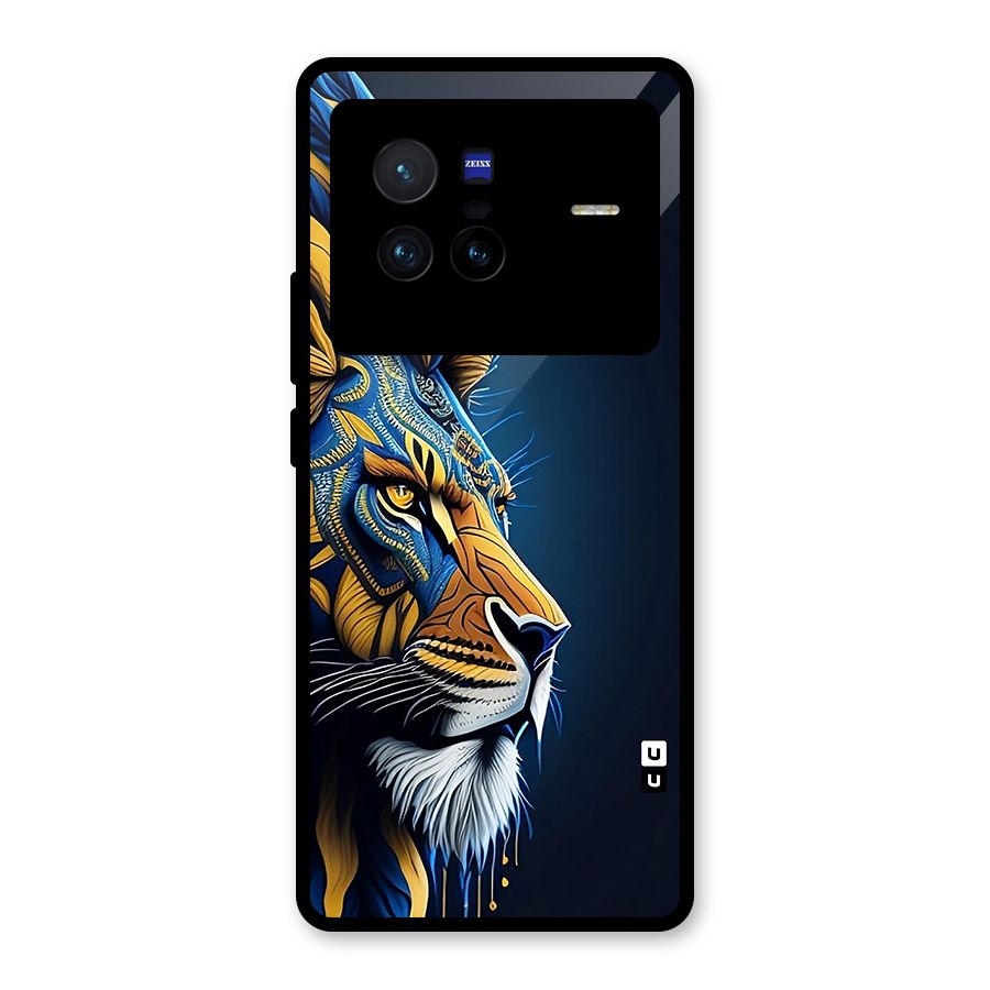 Premium Lion Abstract Side Art Glass Back Case for Vivo X80