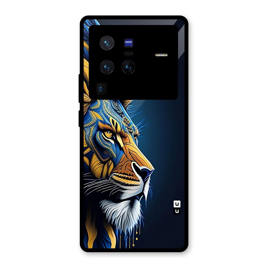 Premium Lion Abstract Side Art Glass Back Case for Vivo X80 Pro