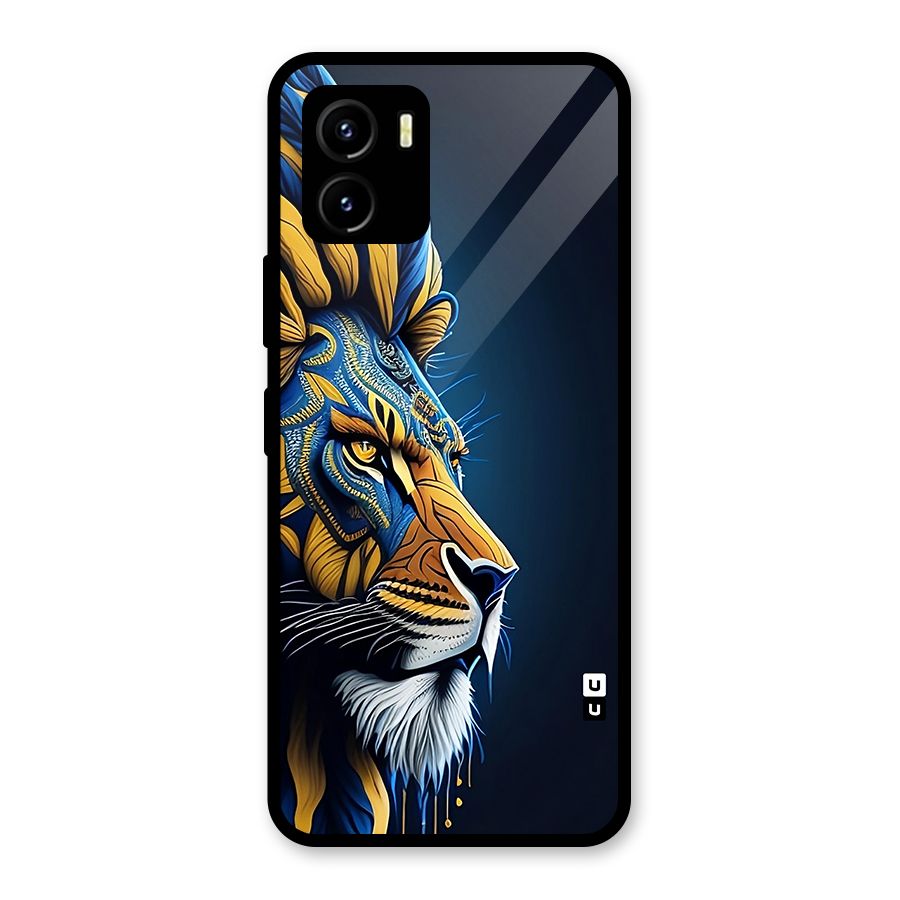 Premium Lion Abstract Side Art Glass Back Case for Vivo Y15s