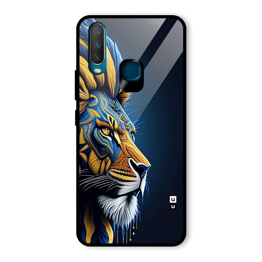 Premium Lion Abstract Side Art Glass Back Case for Vivo Y17