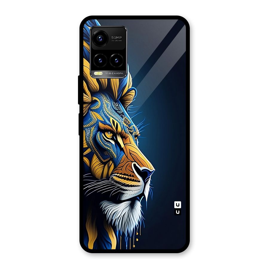 Premium Lion Abstract Side Art Glass Back Case for Vivo Y21A
