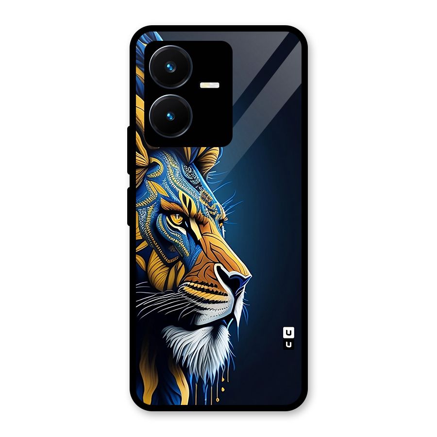 Premium Lion Abstract Side Art Glass Back Case for Vivo Y22
