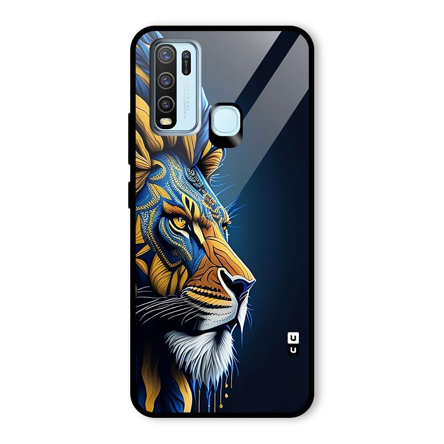 Premium Lion Abstract Side Art Glass Back Case for Vivo Y30