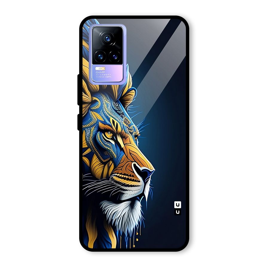 Premium Lion Abstract Side Art Glass Back Case for Vivo Y73