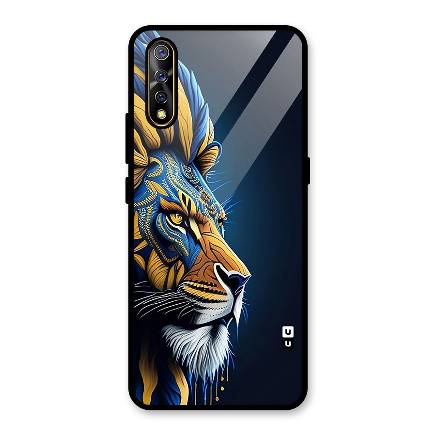 Premium Lion Abstract Side Art Glass Back Case for Vivo Z1x