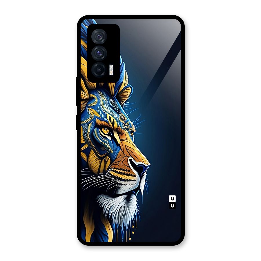 Premium Lion Abstract Side Art Glass Back Case for Vivo iQOO 7 5G