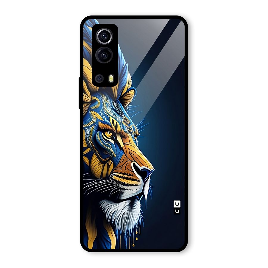 Premium Lion Abstract Side Art Glass Back Case for Vivo iQOO Z3